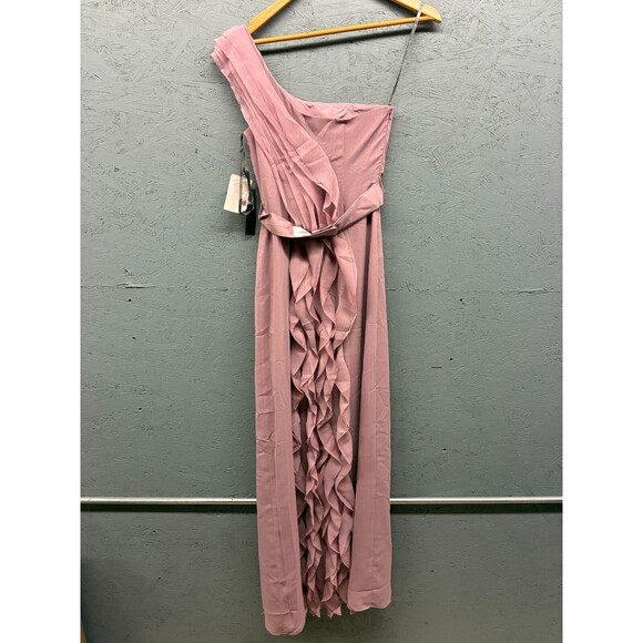 White by Vera Wang Women’s 2 Quartz Pink One Shoulder Ruffle Formal Dress NWT - Picture 13 of 15